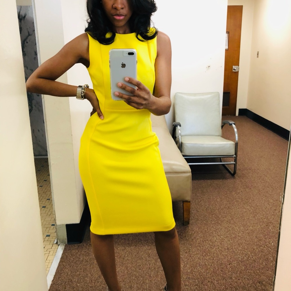 Calvin Klein Vibrant Yellow Midi Dress